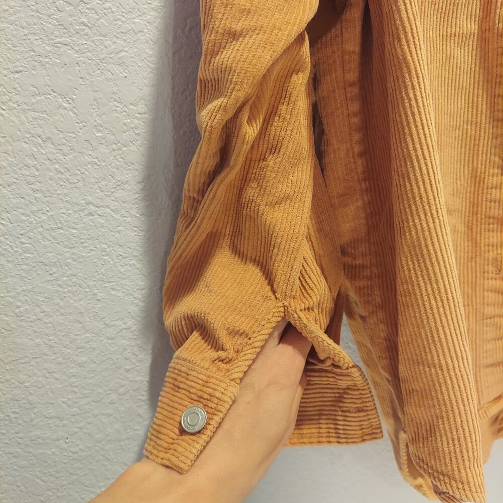 Corduroy Hooded Shirt Jacket Utility Chic Overshirt Casual Layering Shacket - Picture 7 of 10